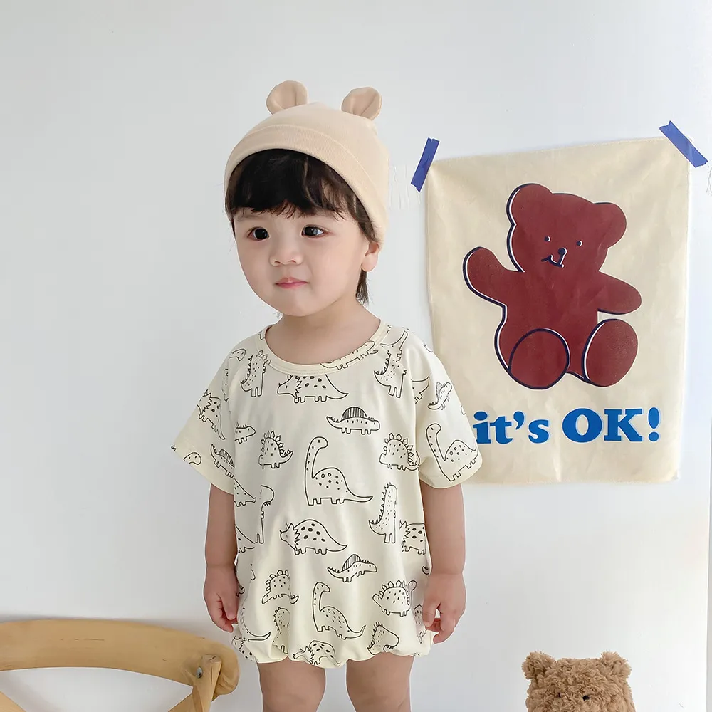 【73-110cm】二色選べ 人気新作 快適な肌触り プリント 半袖 コットン ベビー服 赤ちゃん ロンパース