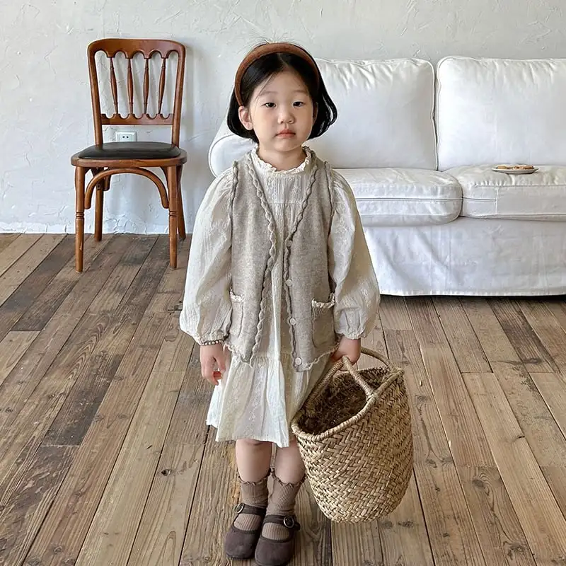 【80-140cm】春新作 品質満点 パフスリーブ レース ワンピース