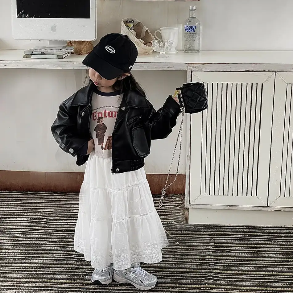 【90-140cm】フレンチ レトロ レース 刺繍 Aライン スカート