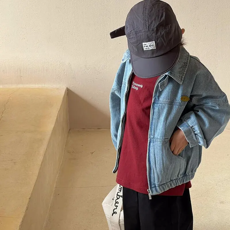 【80-140cm】春新作 レトロ ウォッシュ デニム ジャケット