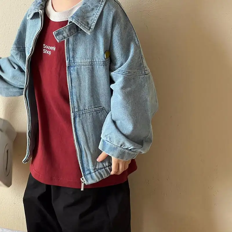 【80-140cm】春新作 レトロ ウォッシュ デニム ジャケット