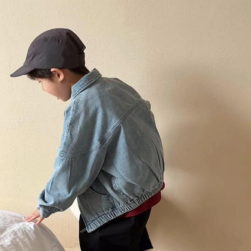 【80-140cm】春新作 レトロ ウォッシュ デニム ジャケット