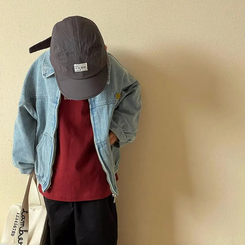 【80-140cm】春新作 レトロ ウォッシュ デニム ジャケット