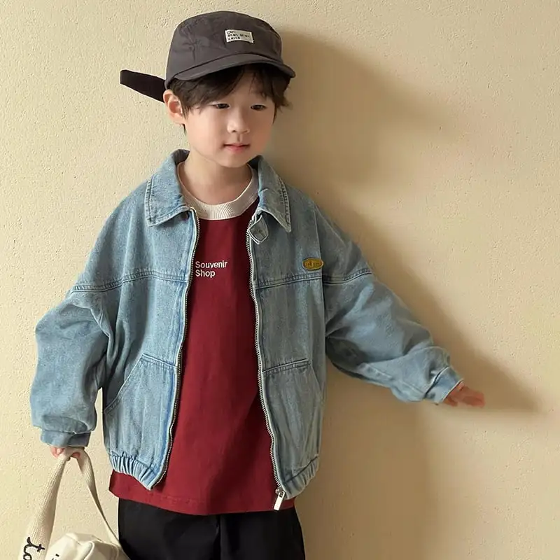 【80-140cm】春新作 レトロ ウォッシュ デニム ジャケット