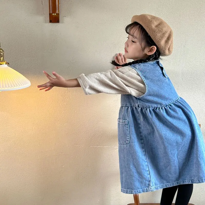 【80-150cm】春新作 ポケット付き ノースリーブ ワンピース