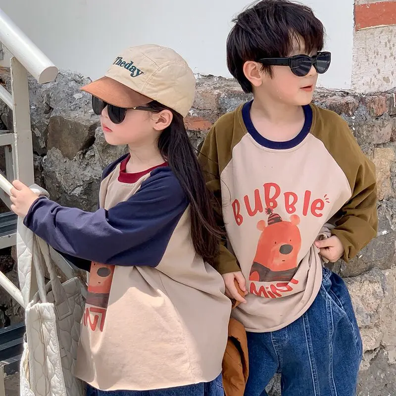 【90-150cm】春新作 ラウンドネック カジュアル Ｔシャツ