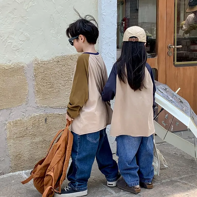 【90-150cm】春新作 ラウンドネック カジュアル Ｔシャツ