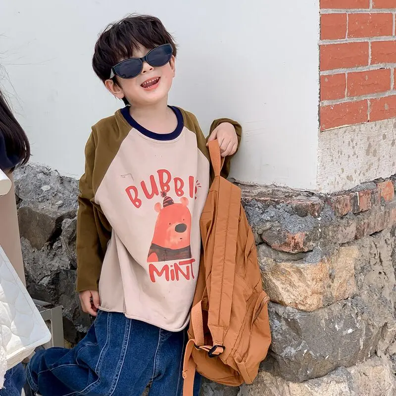 【90-150cm】春新作 ラウンドネック カジュアル Ｔシャツ