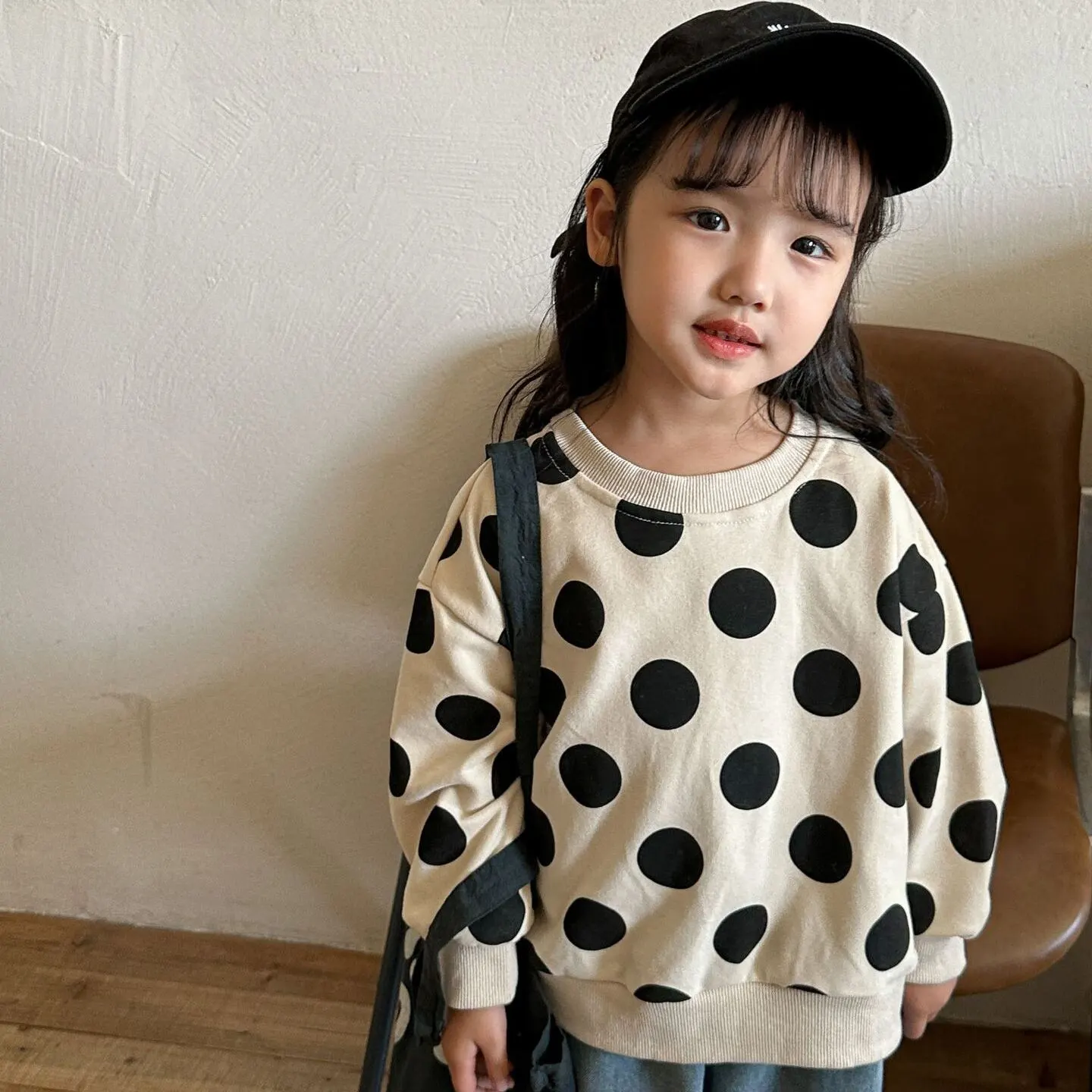 【80-150cm】春新作 カジュアル 水玉 トレーナー