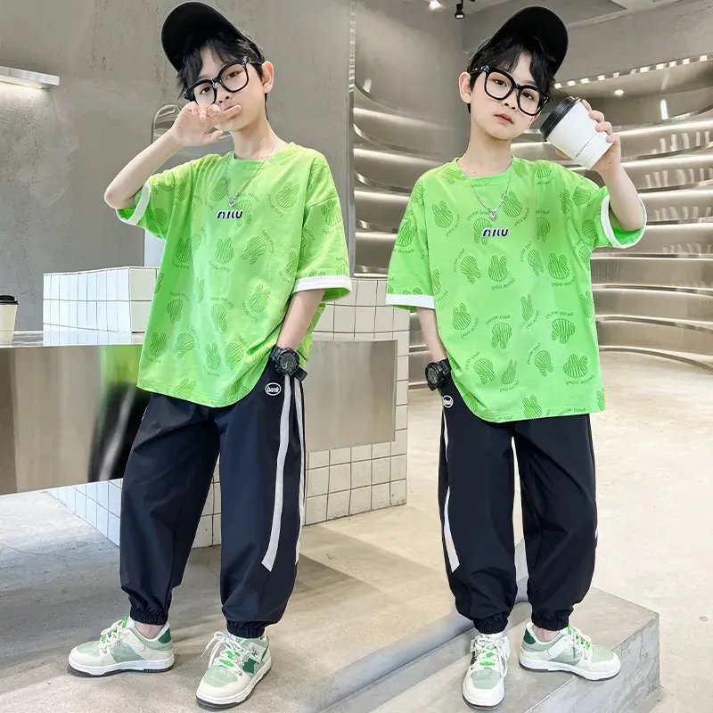 【120-170】 うさぎ かわいい 薄手 韓国系 キッズ ジュニア 子供 服 男の子 夏 半袖 Tシャツ＋パンツ セットアップ