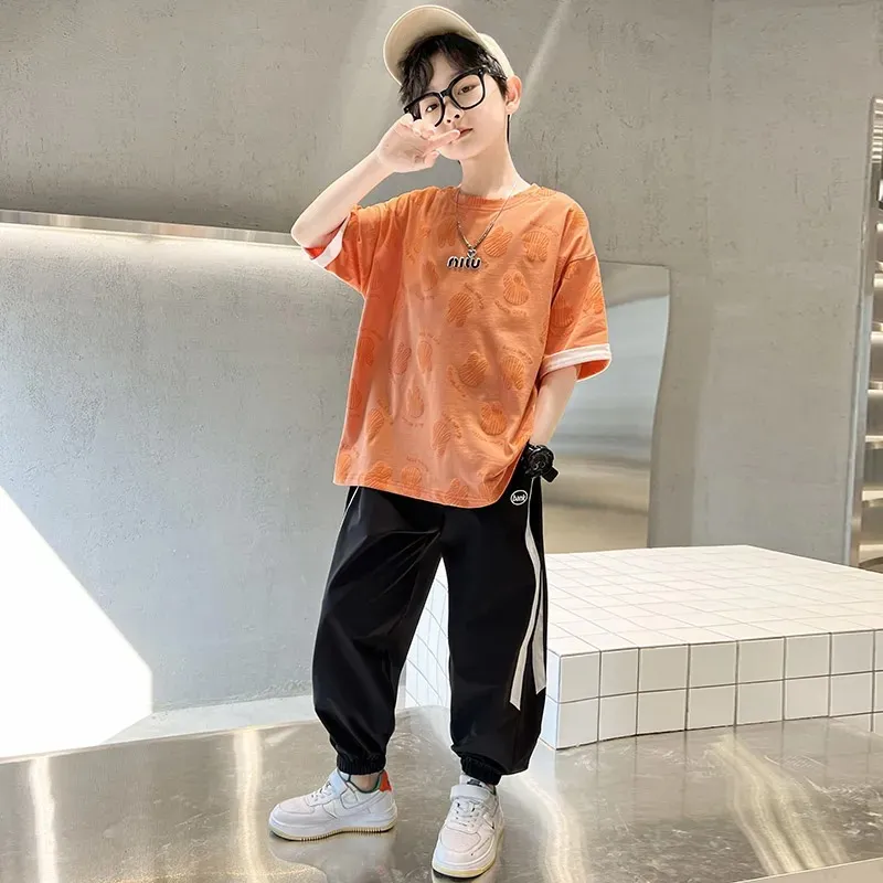 【120-170】 うさぎ かわいい 薄手 韓国系 キッズ ジュニア 子供 服 男の子 夏 半袖 Tシャツ＋パンツ セットアップ