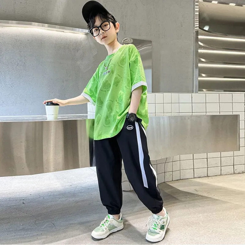 【120-170】 うさぎ かわいい 薄手 韓国系 キッズ ジュニア 子供 服 男の子 夏 半袖 Tシャツ＋パンツ セットアップ