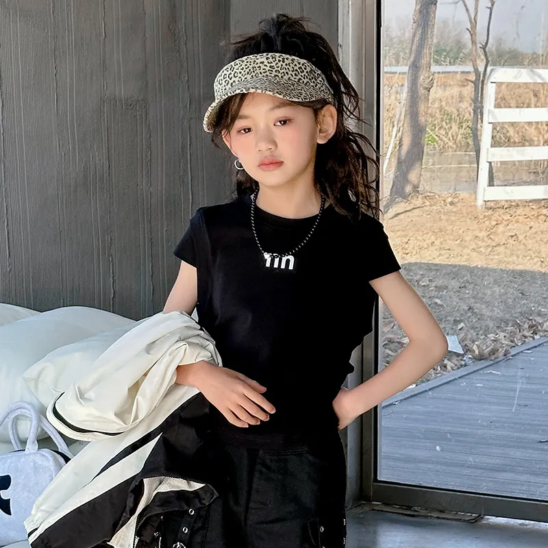 【120-170cm】単品注文 2色選べる 人気高い 女の子 夏 韓国風 子供 半袖 Tシャツ 洋風 カジュアル 2点 セットアップ