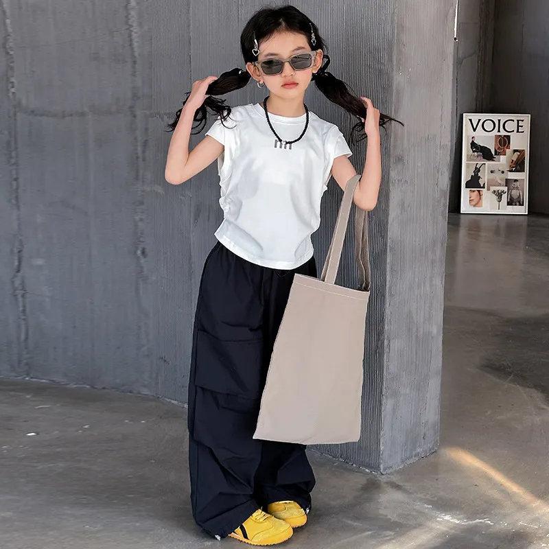 【120-170cm】単品注文 2色選べる 人気高い 女の子 夏 韓国風 子供 半袖 Tシャツ 洋風 カジュアル 2点 セットアップ