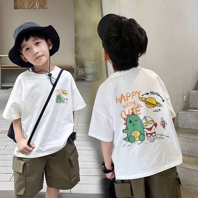 【80-140cm】新登場 心地よい キュート カートゥーン プリント 半袖 コットン 男の子 Tシャツ トップス