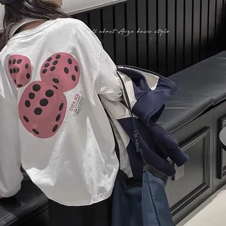 【100-160cm】人気商品  合わせやすい カジュアル  カートゥーン 可愛い  女の子 長袖 Ｔシャツ