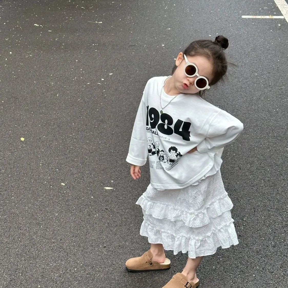 【100-160cm】絶対後悔しない  カジュアル  カートゥーン 数字柄  可愛い  女の子 長袖 Ｔシャツ