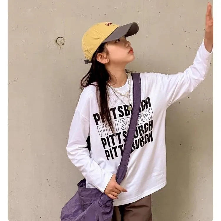 【100-160cm】超人気 シンプル 着心地良い 合わせやすい ルーズ カジュアル 長袖 Tシャツ