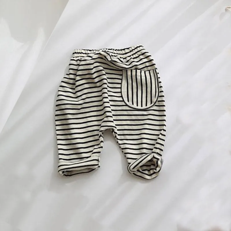 【73-100cm】絶対後悔しない 合わせやすい  シンプル 履きやすい  無地 ボーダー柄 多色選べる  べびー パンツ