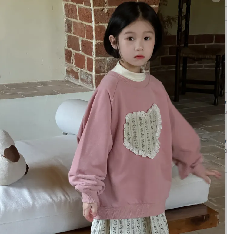 【90-150cm】着回し力抜群  合わせやすい  スウィート カジュアル ガーリッシュ 女の子 トレーナー