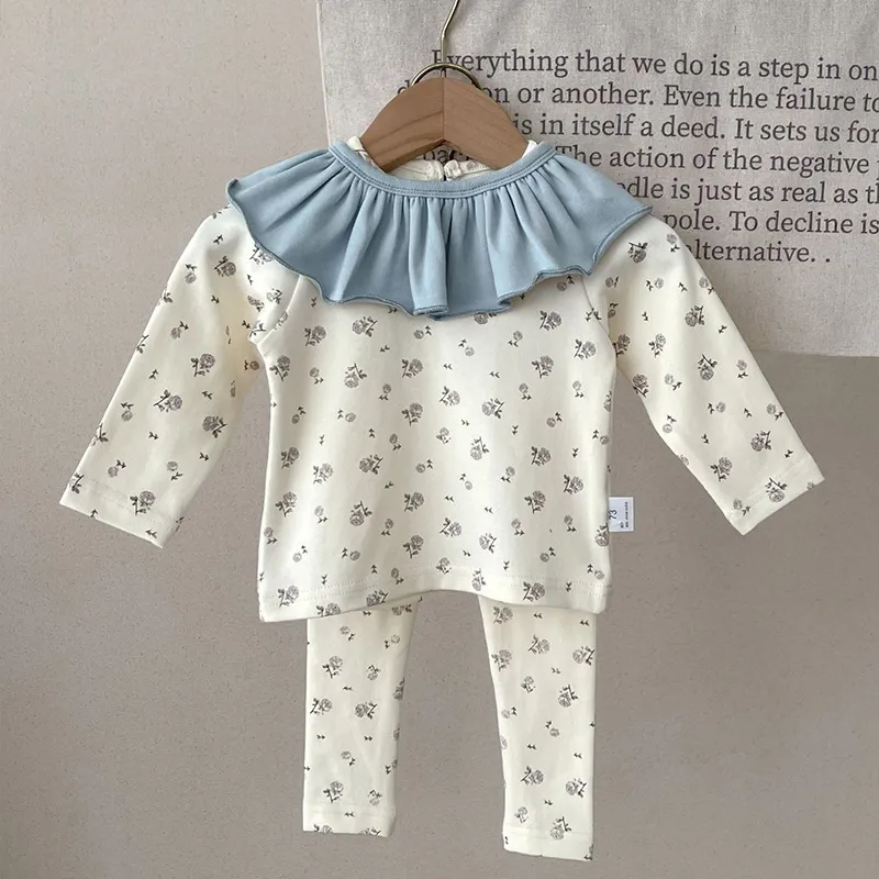 【73-100cm】三点セット おしゃれ  スウィート 花柄  可愛い  ベビー トップス＋ボトムス＋お食事スタイ セットアップ