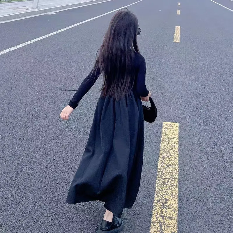 【110-170cm】超人気商品  おしゃれ  カジュアル  モード  きれいめ  女の子  長袖 ワンピース