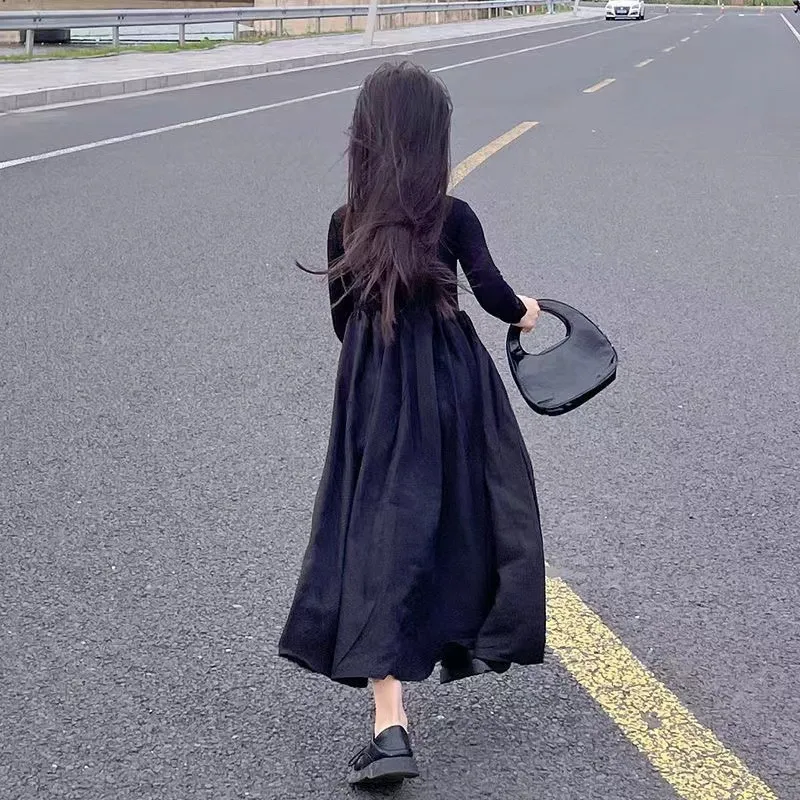 【110-170cm】超人気商品  おしゃれ  カジュアル  モード  きれいめ  女の子  長袖 ワンピース