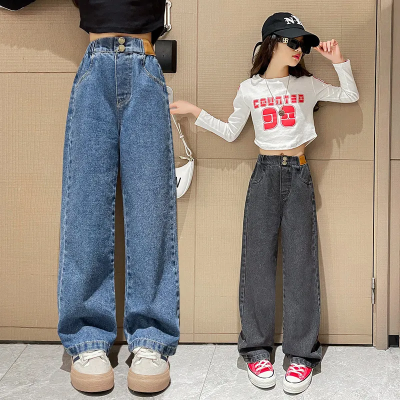 【120-170cm】超人気商品  合わせやすい  おしゃれ  ファッション  女の子  デニム  ワイドパンツ