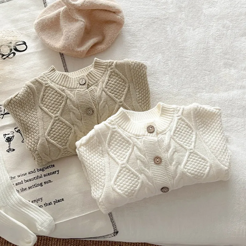 【66-90cm】二色選べ 韓国風ファッション しっかりニット 無地 長袖 ベビー服 赤ちゃん ロンパース