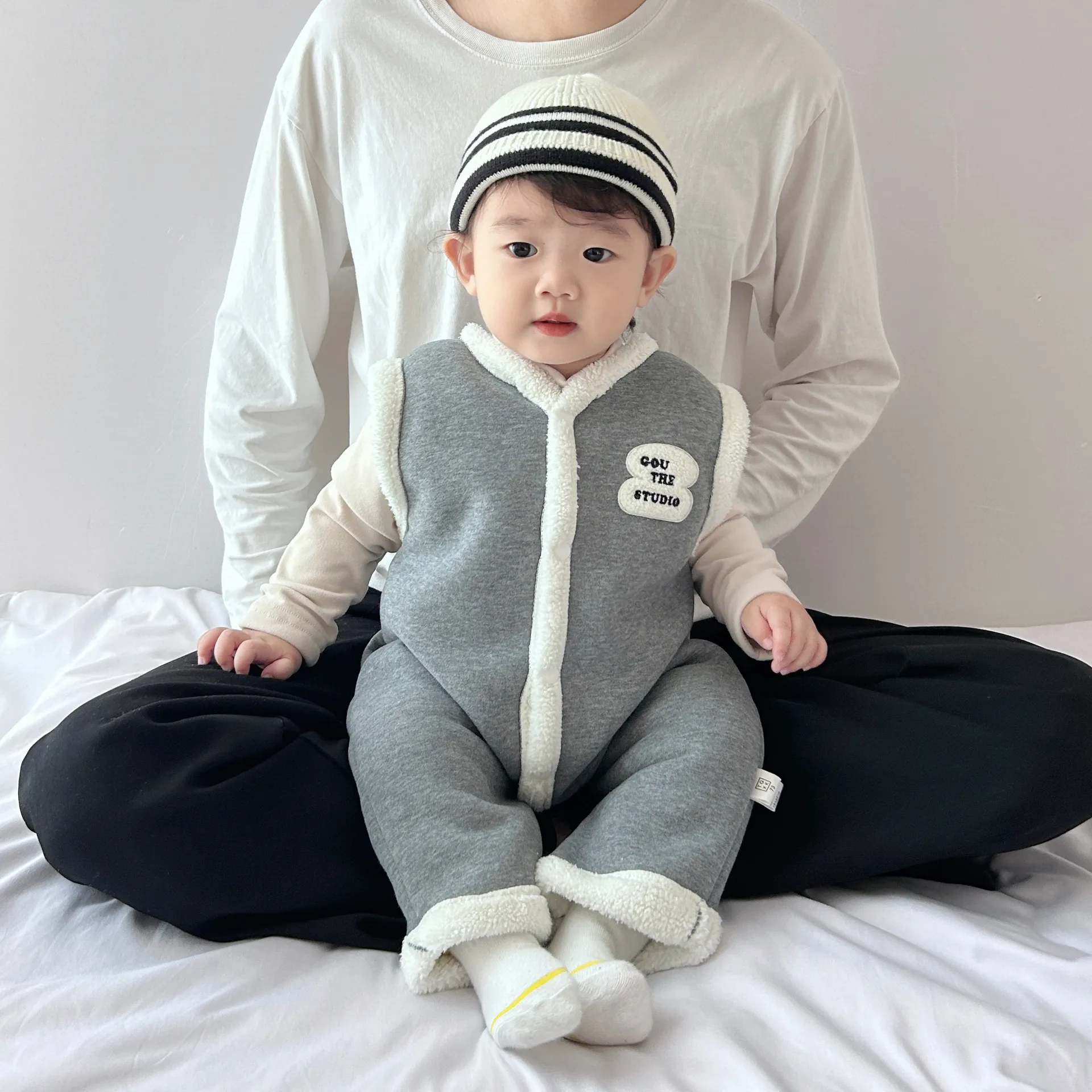 【単品注文】【73-100cm】2色選べるおしゃれ度高め ボーダー カジュアル 秋冬 ベビー服 セットアップ