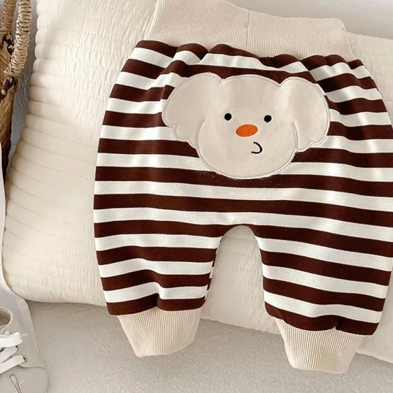 【73-110cm】三色選べ 人気高い 新登場 柔らかい カートゥーン 刺繍 切り替え ベビー服 男の子 女の子 ボトムス