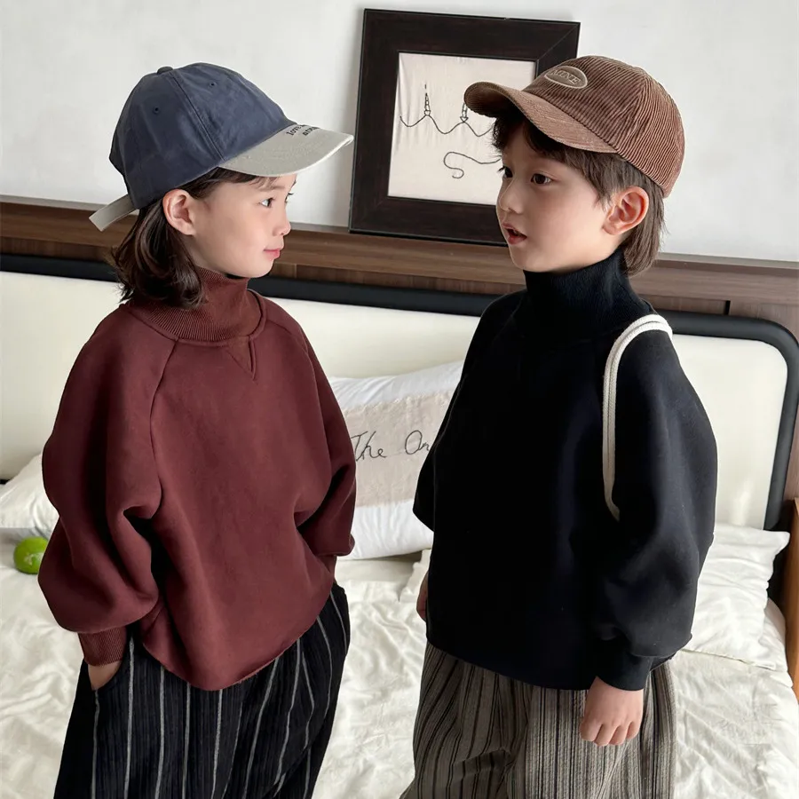 【80-140cm】2色選べる流行の予感 長袖 秋冬 ハイネック 無地 女の子 男の子 トップス