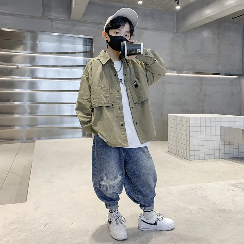 【110-170cm】2色選べる 人気を独占中 無地  アルファベット シンプル 男の子 アウター