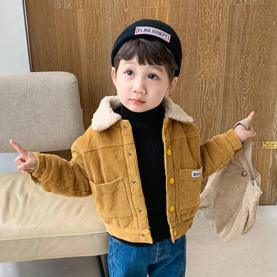 【90-130cm】気質アップ 子供服 両面テープ 男の子 無地 シンプル  レトロ  切り替え 中綿コート