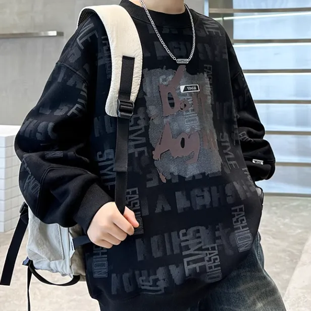 110-160 品質のいい新品 秋冬 男の子 子供服 キッズ ジュニア アルファベット プリント かっこいい 裏起毛 厚手 トップス トレーナー スウェット