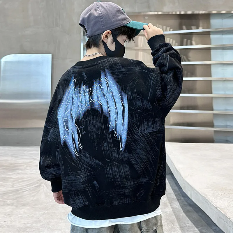 120-170 個性的なデザイン 春秋冬 男の子 子供服 キッズ ジュニア かっこいい 裏起毛 厚手 プリント トップス トレーナー スウェット