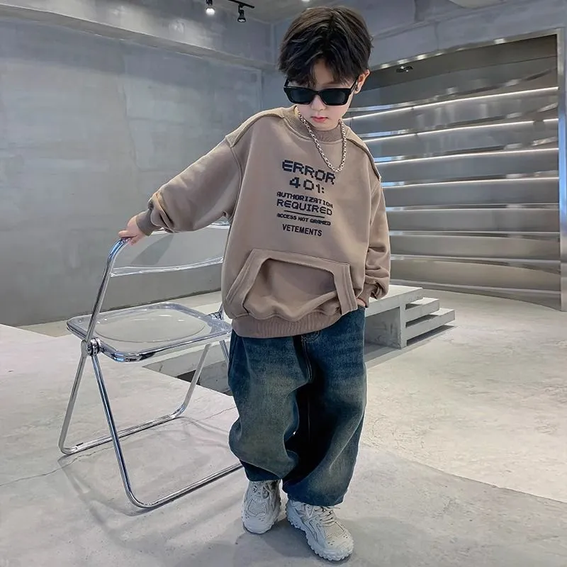 120-170 デザイン性抜群 秋冬 男の子 子供服 キッズ ジュニア 無地 アルファベット トップス トレーナー スウェット