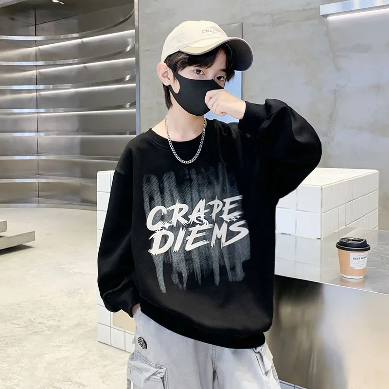 110-170 着回し力抜群 春秋 男の子 子供服 キッズ ジュニア プリント シンプル カジュアル トップス トレーナー スウェット