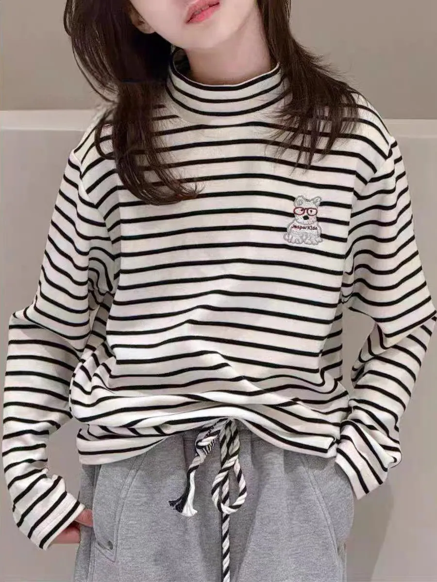 【130-170cm】トップス 女の子 ボーダー柄 おしゃれ 定番 合わせやすい ディリー 長袖 Tシャツ