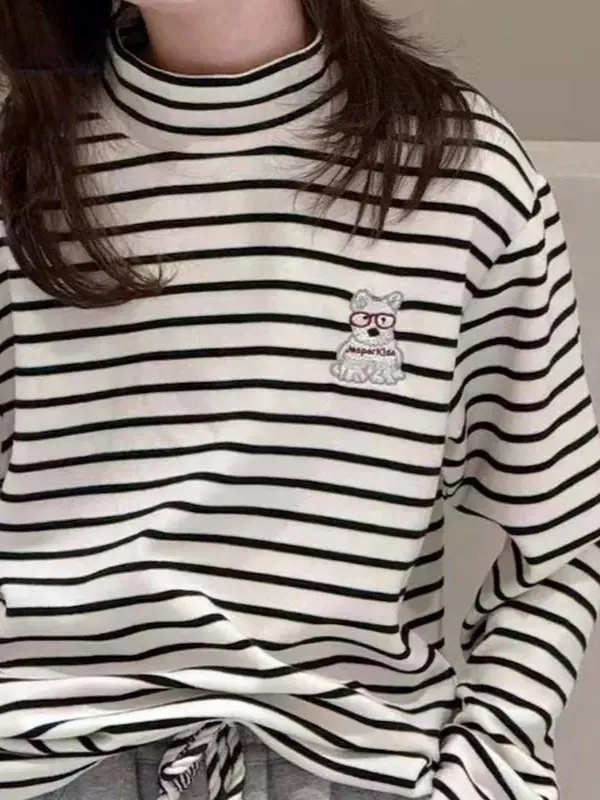 【130-170cm】トップス 女の子 ボーダー柄 おしゃれ 定番 合わせやすい ディリー 長袖 Tシャツ