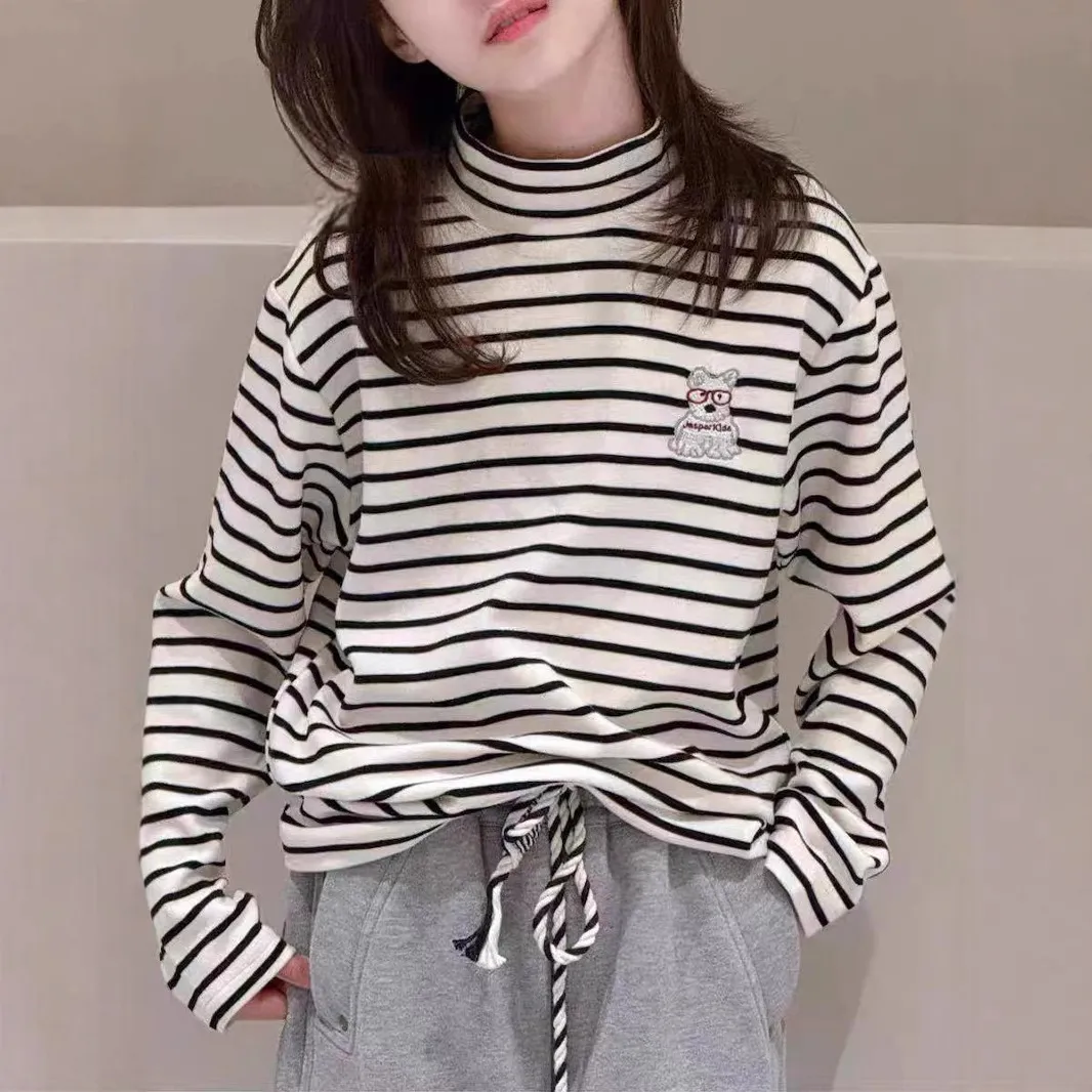 【130-170cm】トップス 女の子 ボーダー柄 おしゃれ 定番 合わせやすい ディリー 長袖 Tシャツ