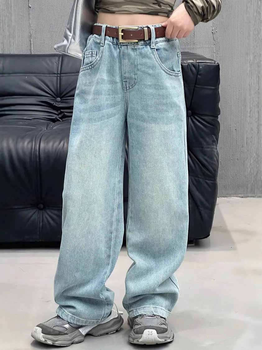 【120-170cm】デニムパンツ 女の子 カジュアル 合わせやすい 履きやすい トレンド 長ズボン