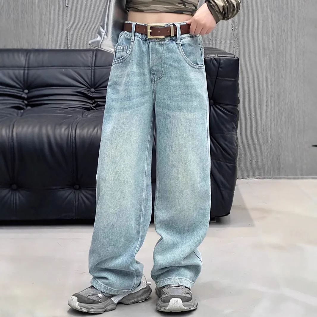 【120-170cm】デニムパンツ 女の子 カジュアル 合わせやすい 履きやすい トレンド 長ズボン