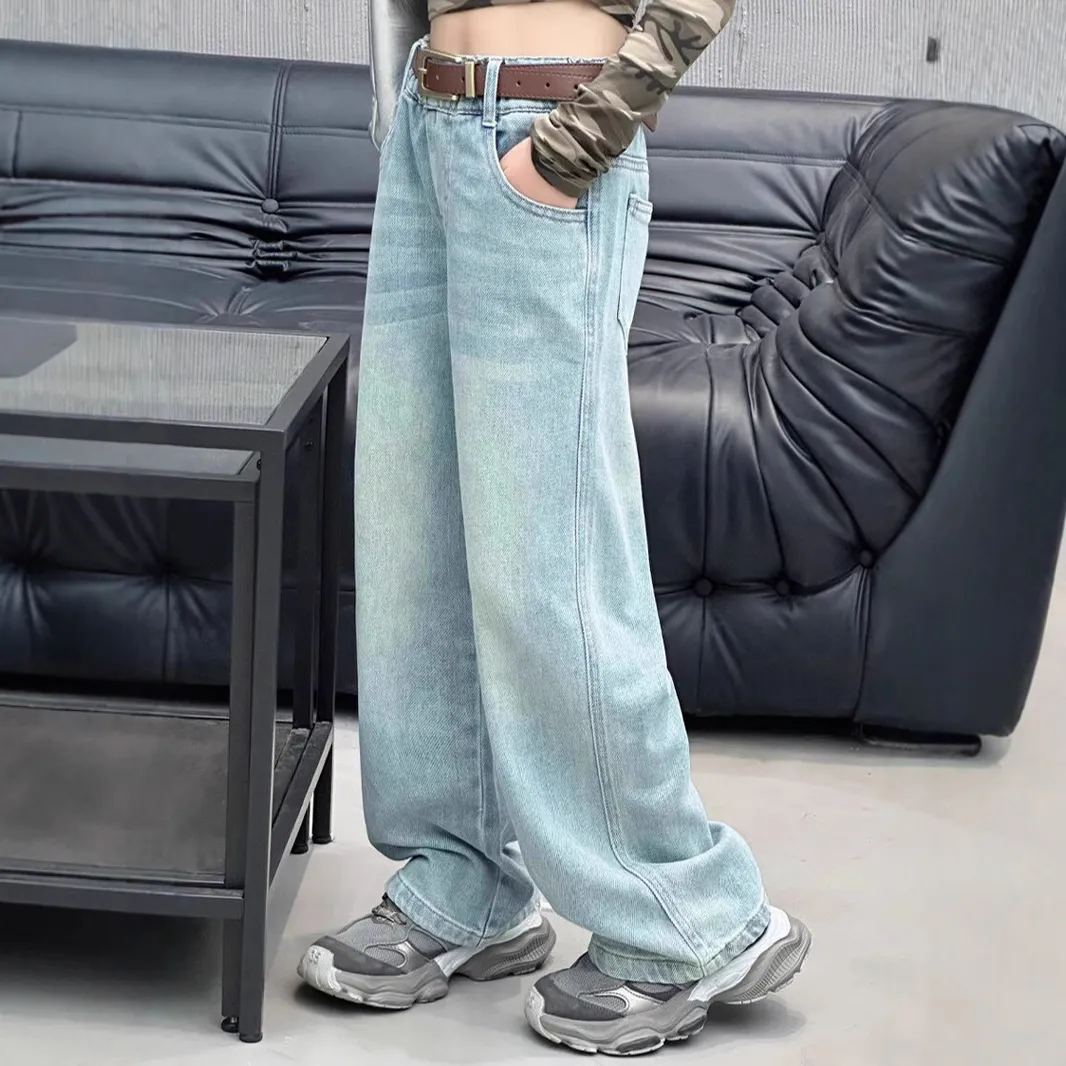 【120-170cm】デニムパンツ 女の子 カジュアル 合わせやすい 履きやすい トレンド 長ズボン