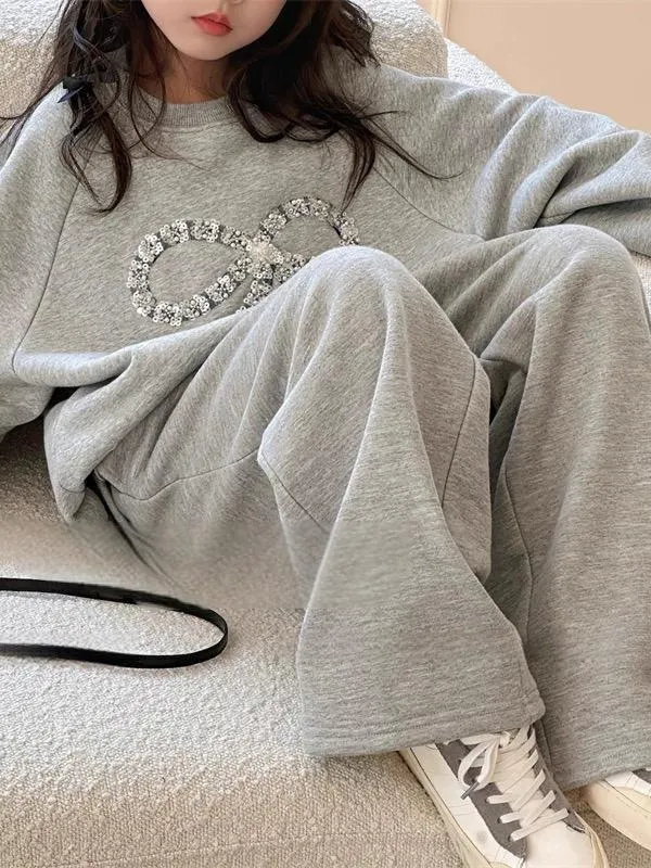 【120-170cm】二点セット 女の子 シンプル 着心地良い トレーナー+長ズボン セットアップ