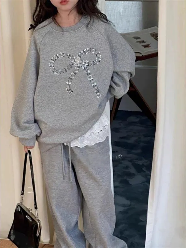 【120-170cm】二点セット 女の子 シンプル 着心地良い トレーナー+長ズボン セットアップ