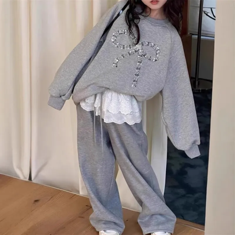 【120-170cm】二点セット 女の子 シンプル 着心地良い トレーナー+長ズボン セットアップ