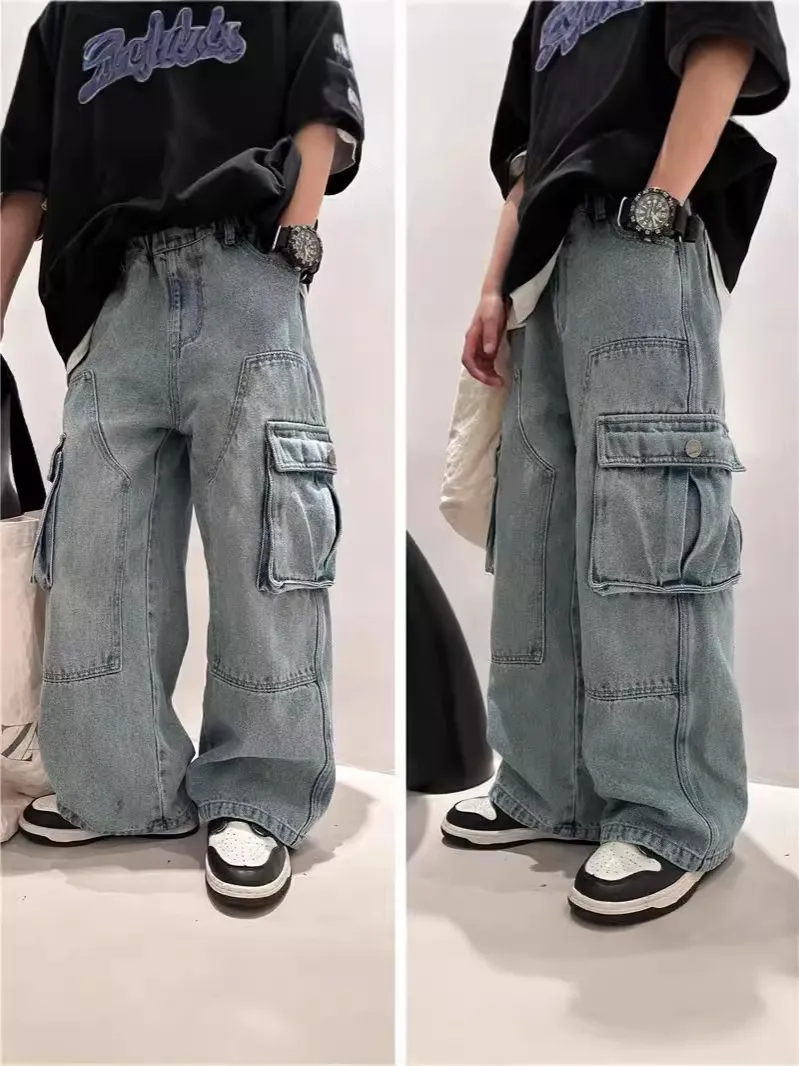 【120-170cm】デニムパンツ 女の子 おしゃれ シンプル 定番 トレンド カジュアルパンツ