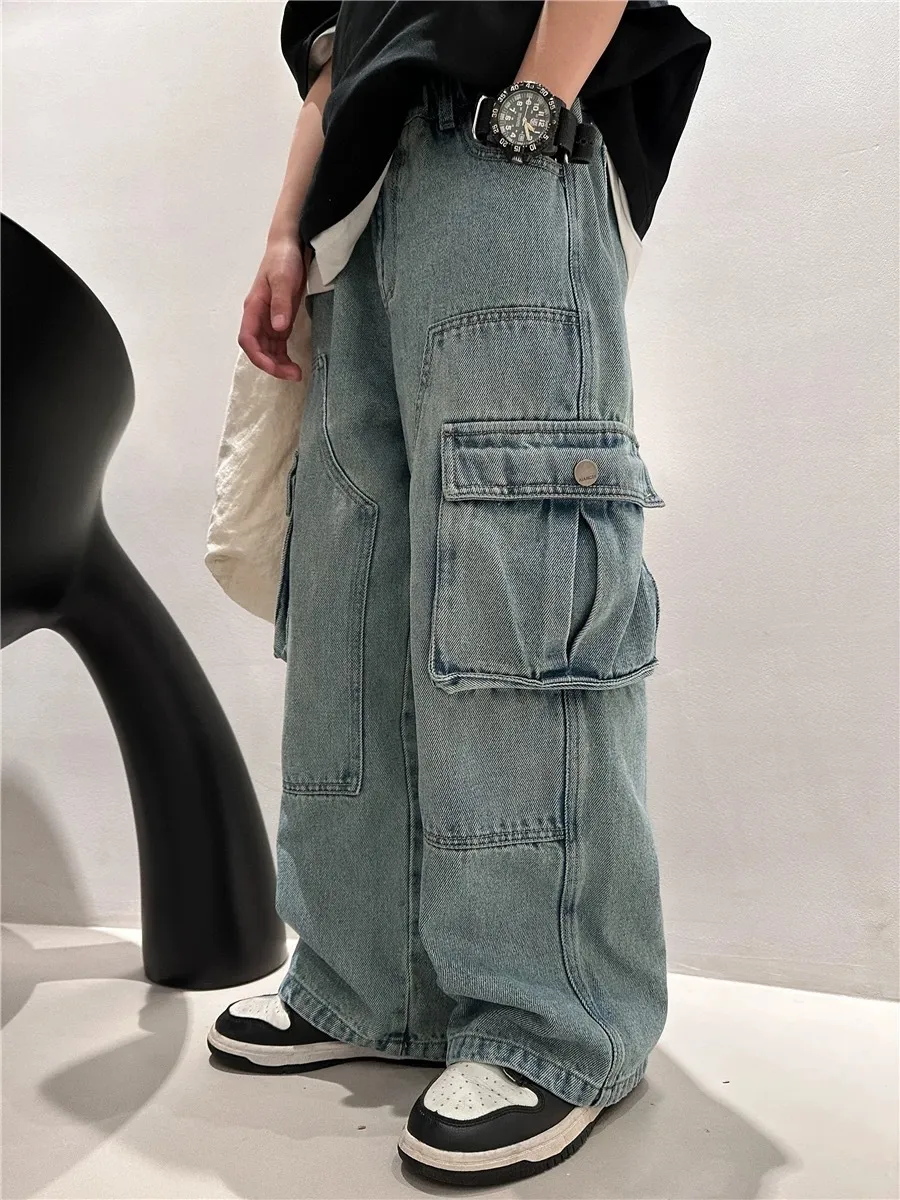 【120-170cm】デニムパンツ 女の子 おしゃれ シンプル 定番 トレンド カジュアルパンツ