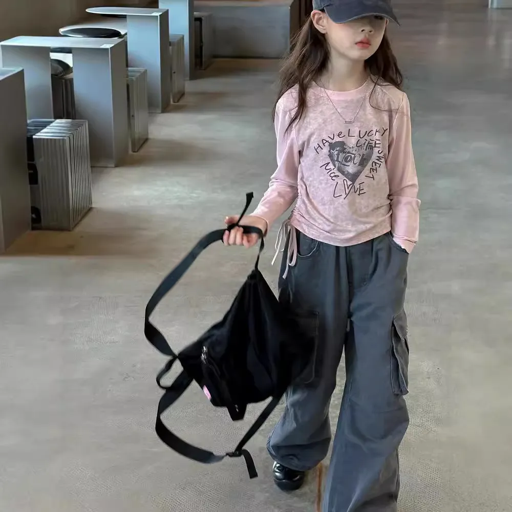 【130-170cm】大注目 トレンド おしゃれ 可愛い 合わせやすい アルファベット 長袖 Tシャツ